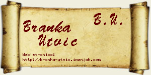 Branka Utvić vizit kartica